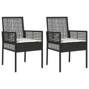 vidaXL Utemöbler Stolar 2 st med Kuddar Svart Poly Rattan