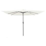 vidaXL Fyrkantigt Trädgårdsparasol med LED-lampor 295x245 cm Sandvit