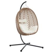 vidaXL Hängande Äggstol Basket med Stativ Kaffe Poly Rattan