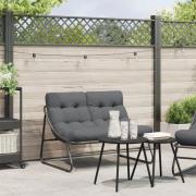 vidaXL Trädgårdsbänk med Kudde Svart 110x80x71 cm Stål
