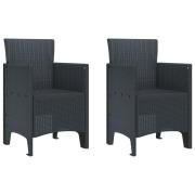 vidaXL Trädgårdsstolar 2 st Antracit Poly Rattan