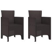vidaXL Trädgårdsstolar 2 st Brun Poly Rattan