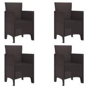 vidaXL Trädgårdsstolar 4 st Brun Poly Rattan