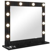 vidaXL Sminkspegel med LED-lampor Svart Ek 60x55x18 cm