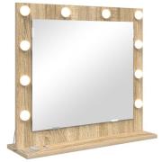 vidaXL Sminkspegel med LED-lampor Sonoma Ek 60x55x18 cm