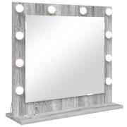 vidaXL Sminkspegel med LED-lampor Grå Sonoma 60x55x18 cm