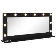 vidaXL Spegel med LED-lampor Svart Ek 100x45x18 cm