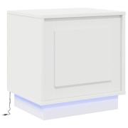 vidaXL Sängbord med LED-ljus Vit 44x34,5x45 cm