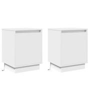 vidaXL Sängbord med LED-lampor 2 st Vit 39x34,5x50 cm