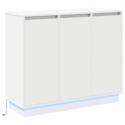 vidaXL Sideboard med LED, Vit, 90x32x75 cm, Konstruerat trä