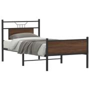 vidaXL Sängram utan madrass brun ek 90x200 cm konstruerad trä