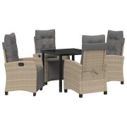 vidaXL 5-delat trädgårdsdining set Beige Poly Rattan