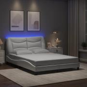 vidaXL Sängram med LED-belysning vit 140x190 cm konstläder