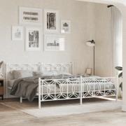 vidaXL Sängram med huvudgavel och fotgavel vit metall 193x203 cm