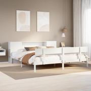 vidaXL Säng med bokhylla utan madrass vit 180x200cm massiv furu