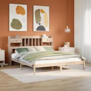 vidaXL Säng med bokhylla utan madrass 200x200cm massiv furu