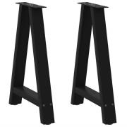vidaXL Matbordsben A-formade 2 st svarta 50x(72-73) cm stål