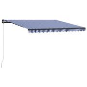 vidaXL Markis manuellt infällbar 450x300 cm blå och vit