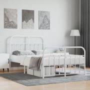 vidaXL Sängram med huvudgavel och fotgavel vit metall 120x190 cm