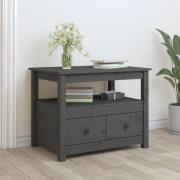 vidaXL Soffbord grå 71x49x55 cm massiv furu