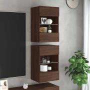 vidaXL Nástenné skrinky s LED osvetlením pre TV 2 st brun ek 40x30x60,...