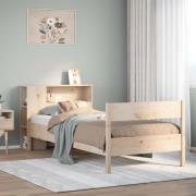 vidaXL Säng med bokhylla utan madrass 90x200cm massiv furu