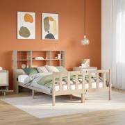 vidaXL Säng med bokhylla utan madrass 140x190cm massiv furu