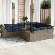 vidaXL Trädgårdssoffa med dynor 11 delar grå konstrotting akaciaträ