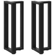 vidaXL Konsolbordsben T-formade 2 st svarta 38x25x(72-73) cm stål