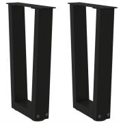 vidaXL Soffbordsben V-formade 2 st svarta 28x(42-43,3) cm stål