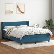 vidaXL Ramsäng med madrass mörkblå 140x210 cm sammet