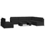 vidaXL Loungegrupp för trädgården 7 delar konstrotting svart