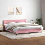 vidaXL Resårsäng med madrass rosa 180x220 cm sammet