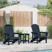 vidaXL 3-delat trädgårdsloungeset Marinblå HDPE, vidaXL Adirondackstol...