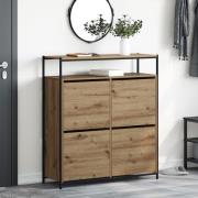 vidaXL Skoskåp med 4 dörrar Artisan Ek 100x34x112 cm