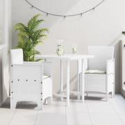 vidaXL Trädgårdsstolar med Kuddar 2 st Vita Poly Rattan
