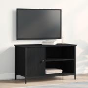 vidaXL TV-bänk svart ek 80x40x50 cm konstruerat trä och stål