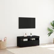 vidaXL TV-bänk med LED-lampor, svart ek, 90x35x40 cm, konstruerat trä
