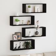 vidaXL Vägghyllor Set om 4 - Svart Ek - 60x15x23 cm - Tillverkad av In...