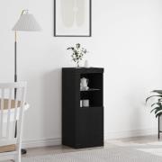 vidaXL Sideboard med LED-lampor svart ek 41x37x100 cm