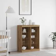 vidaXL Sideboard med LED-ljus i hantverksmässig ek 41x37x100 cm