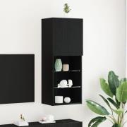 vidaXL TV-skåp med LED-lampor svart ek 40,5x30x102 cm