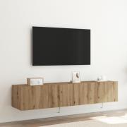 vidaXL TV-väggskåp med LED-lampor 2 st artisan ek 80x35x31 cm