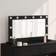 vidaXL Sminkspegel med LED-lampor Svart Ek 80x45x18 cm