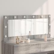 vidaXL Sminkspegel med LED-lampor Grå Sonoma 100x45x18 cm