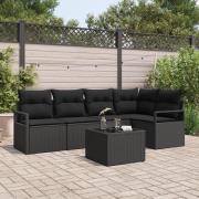 vidaXL 6-delars trädgårdsoffaset med kuddar beige poly rattan, vidaXL ...