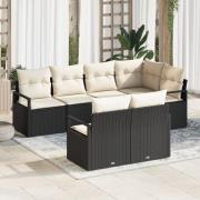vidaXL 7-delars trädgårdsoffset med kuddar Svart Poly Rattan, vidaXL 2...