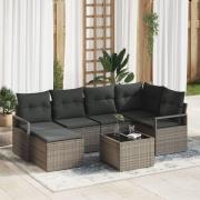 vidaXL 6-delad trädgårdssoffa med kuddar svart poly rattan, vidaXL 2-s...