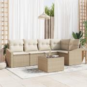 vidaXL 6 Delars Trädgårdssoff-set med Kuddar Brun Poly Rattan