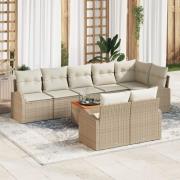vidaXL 9-delat trädgårdsoffset med kuddar beige poly rattan akacia